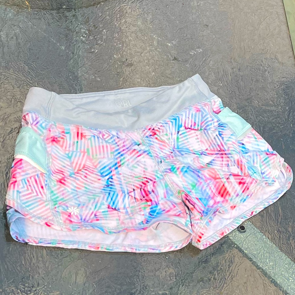 ATHLETA GIRL Short Running Shorts Kaleidoscope Pattern
